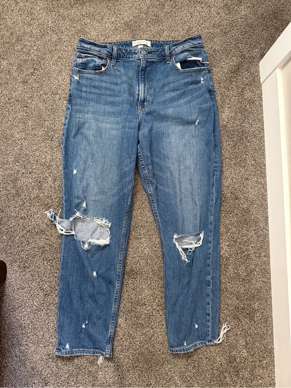 Abercrombie curve love mom high rise long jeans